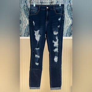 SHEIN Skinny Distressed Jeans, Size L